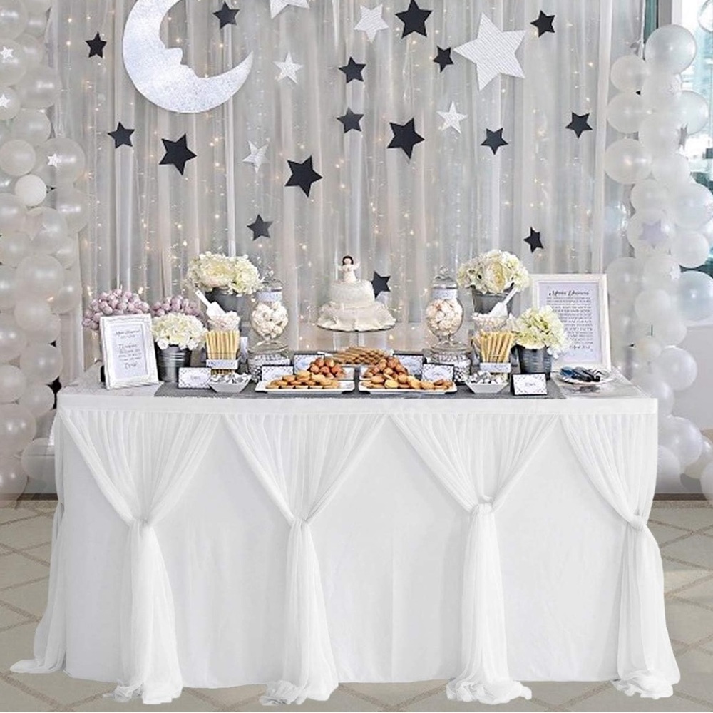9ft Table Skirt White Tulle